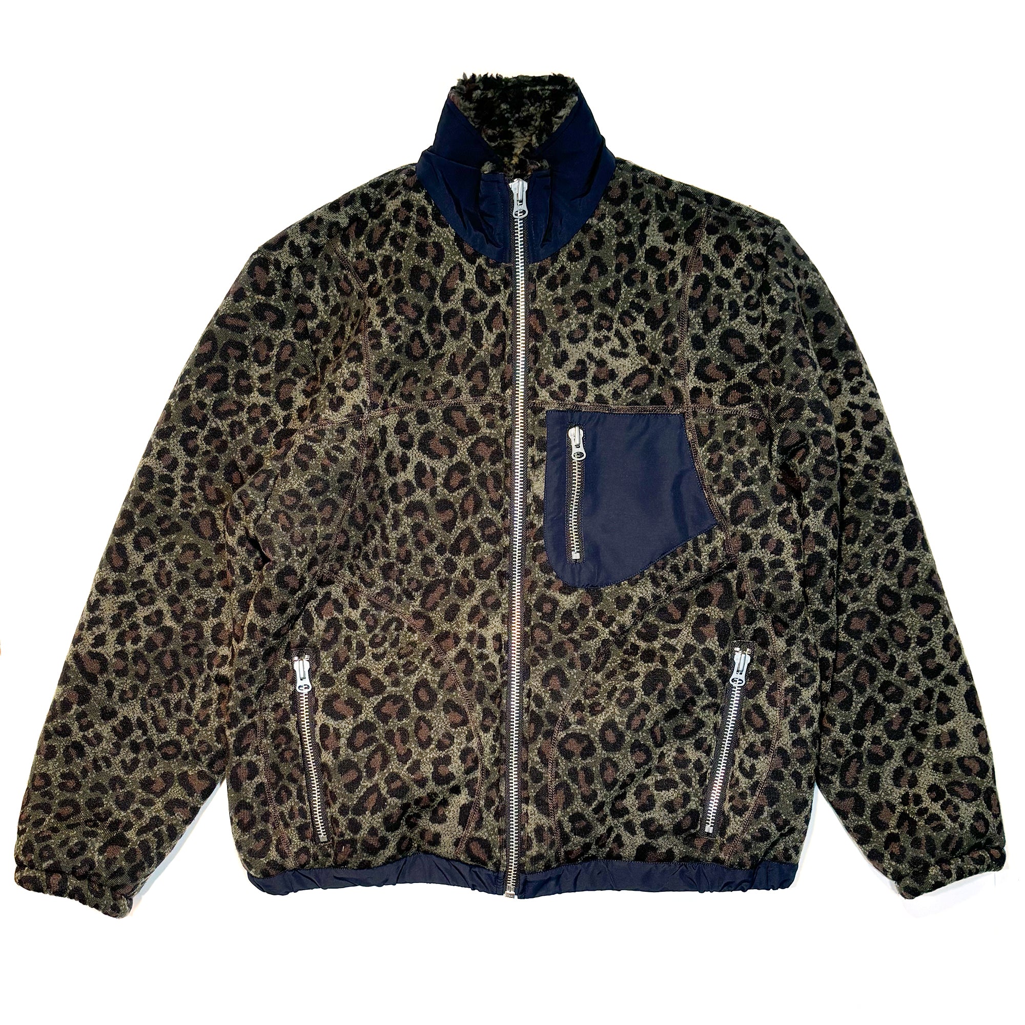 Brain Dead Leopard Reverse Sherpa Jacket Olive