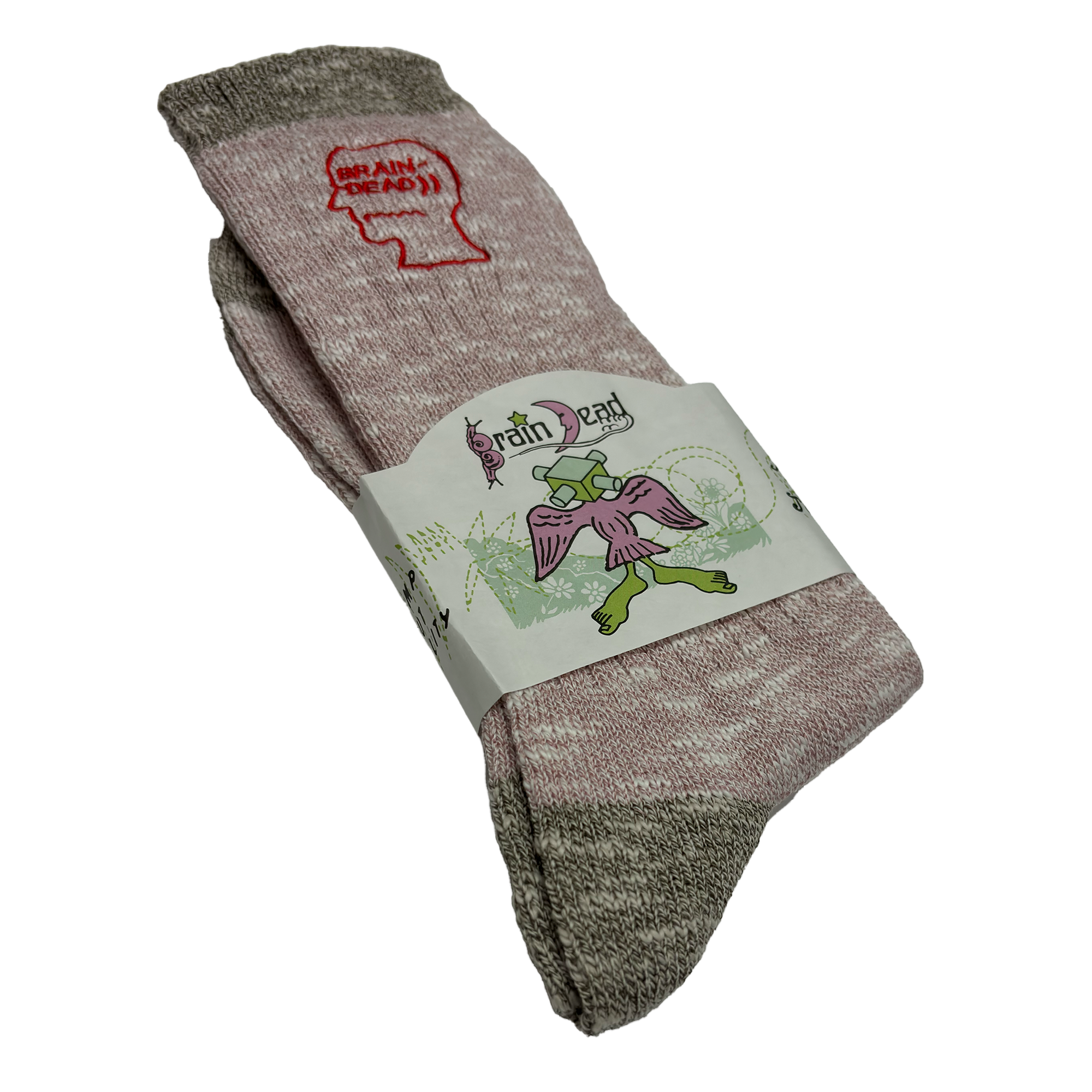 Brain Dead Marled Logo Socks Pink