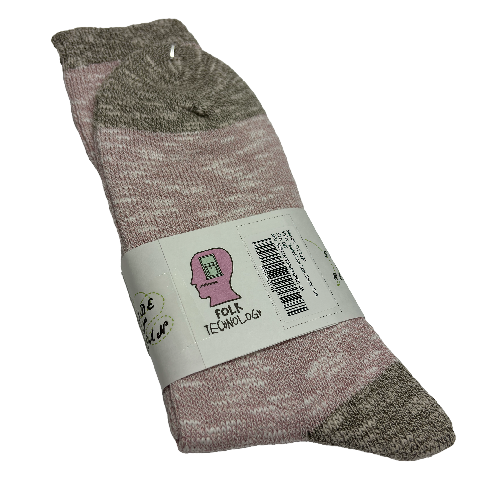 Brain Dead Marled Logo Socks Pink