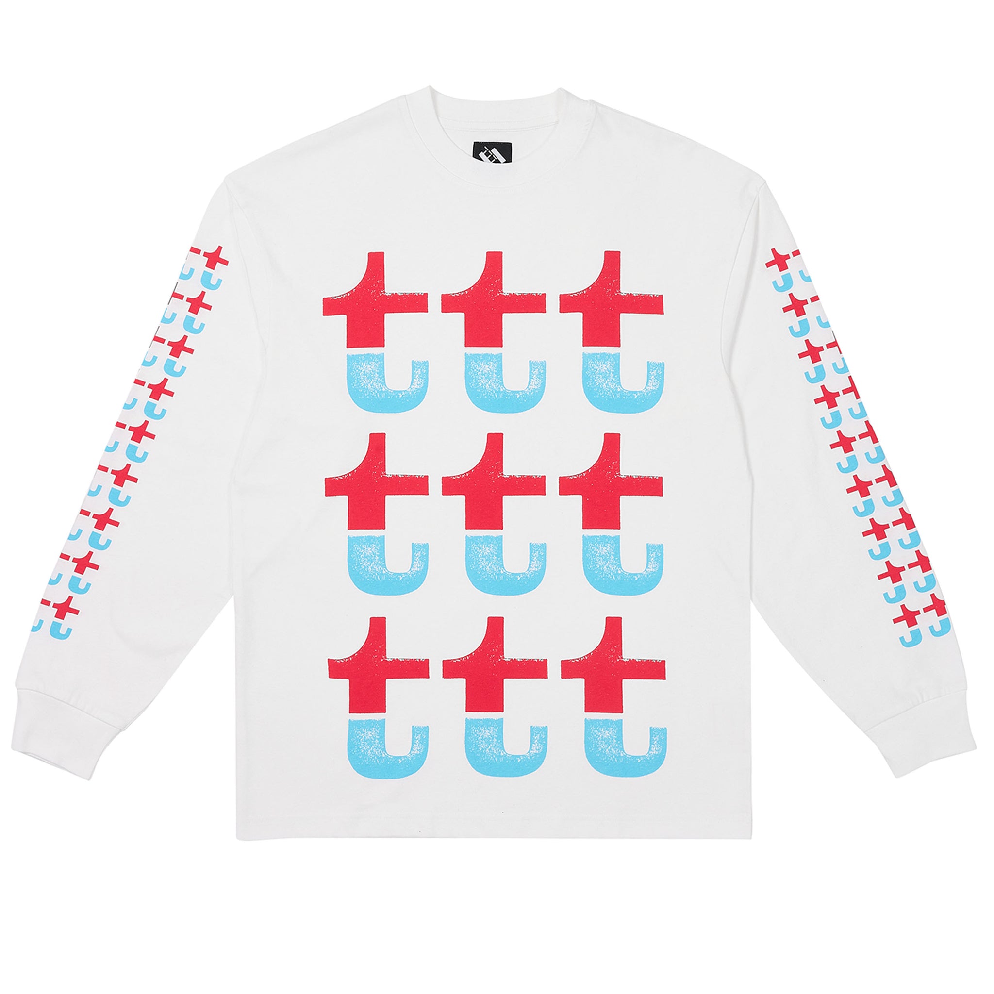 The Trilogy Tapes Red And Blue Split Longsleeve White