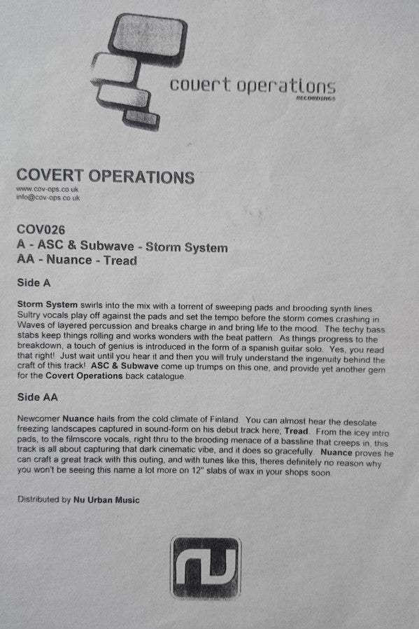 ASC & Subwave / Nuance (4) : Storm System / Tread (12", Promo)