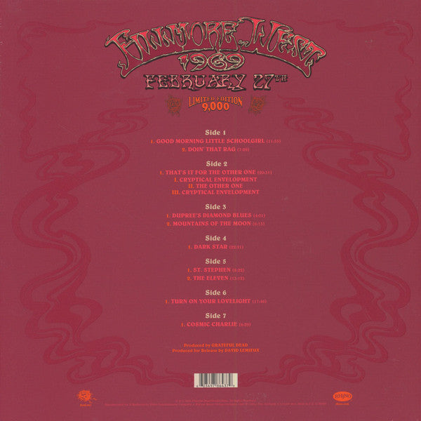 Grateful Dead* : Fillmore West 1969 February 27th (4xLP, Album, Etch, Ltd, 180)