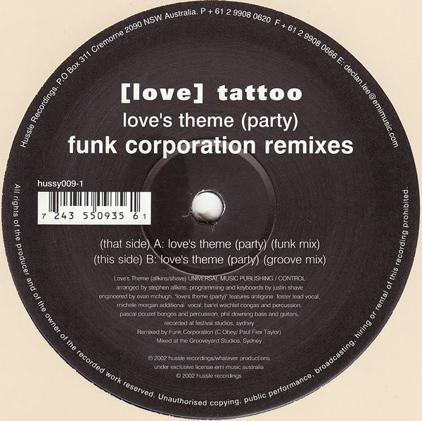 [Love] Tattoo : Love's Theme (Party) (Funk Corporation Remixes) (12")
