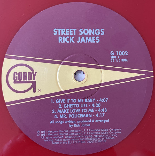 Rick James : Street Songs (LP, Album, Ltd, RE, Red)