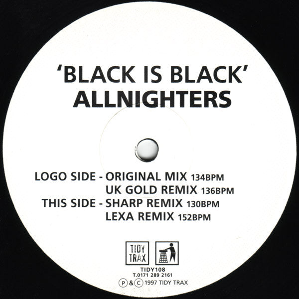 Allnighters : Black Is Black (12", Promo)