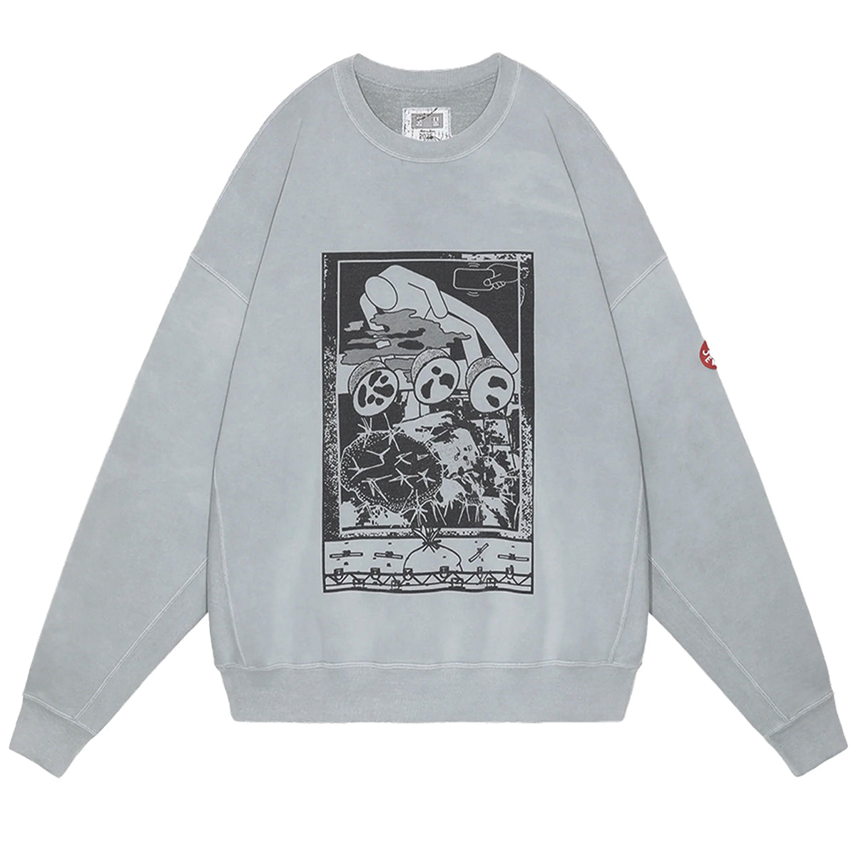 Cav Empt Overdye FK MindfulnessBlock Crew Neck Grey