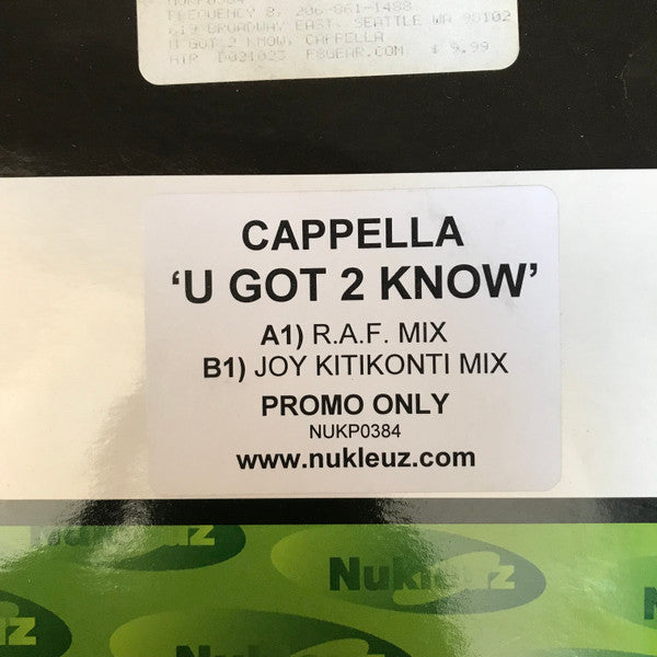Cappella : U Got 2 Know (12", Promo)