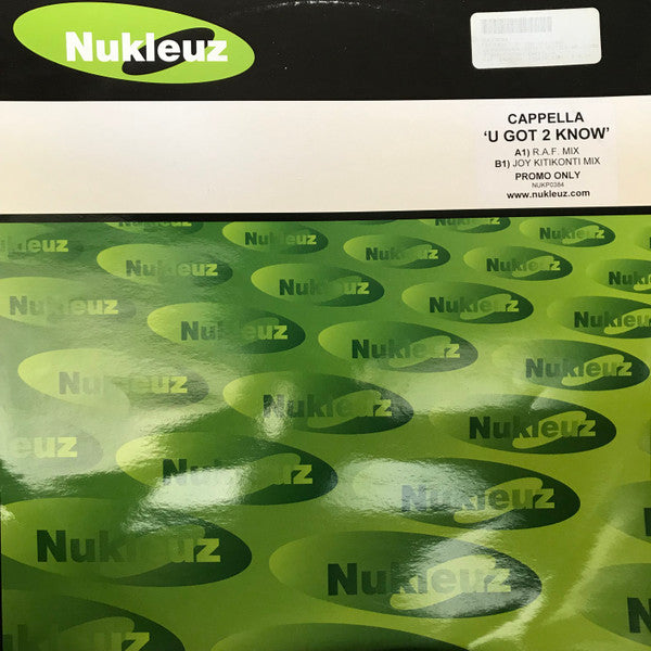 Cappella : U Got 2 Know (12", Promo)