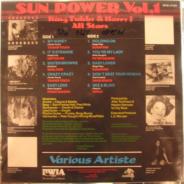 Various Artiste*, King Tubby & Harry J All Stars* : Sun Power Vol.1 (LP, Comp)