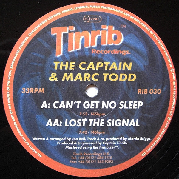 The Captain* & Mark Todd : Can't Get No Sleep / Lost The Signal (12")