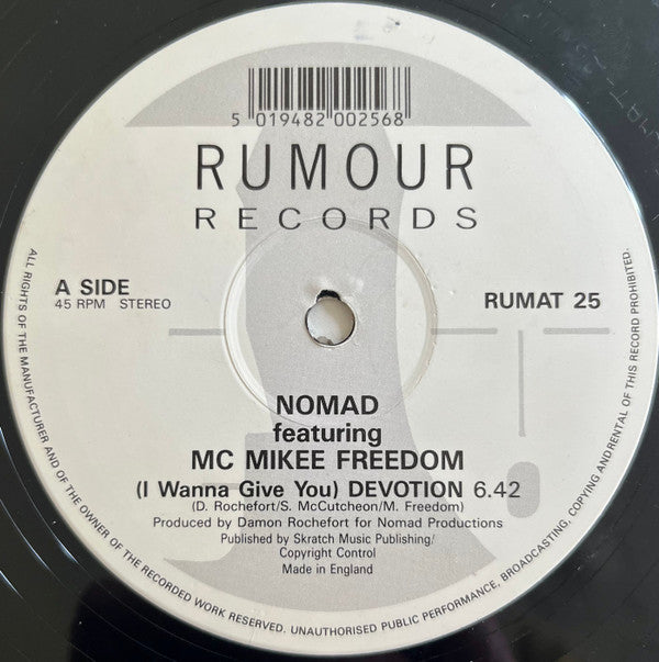 Nomad Featuring MC Mikee Freedom : (I Wanna Give You) Devotion (12", Rum)