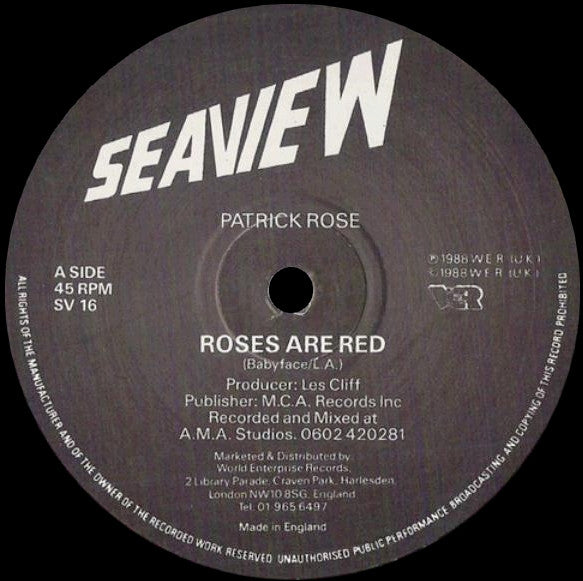 Patrick Rose : Roses Are Red (12")