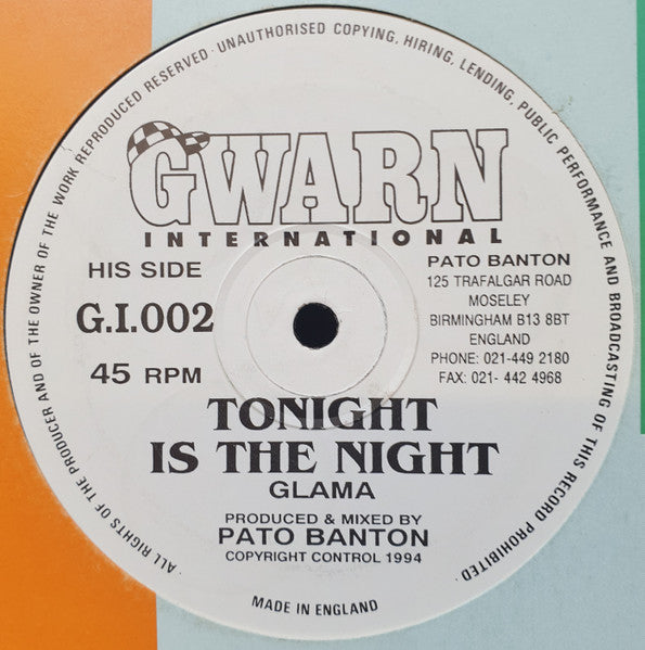 Glama / Ethlyn Rose : Tonight Is The Night / My Boy Lollipop (12", Single)