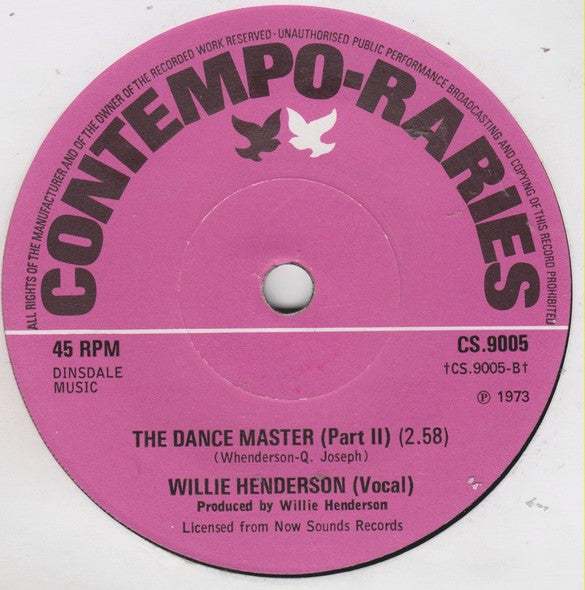 Willie Henderson : The Dance Master (7", Single, RE, Sol)