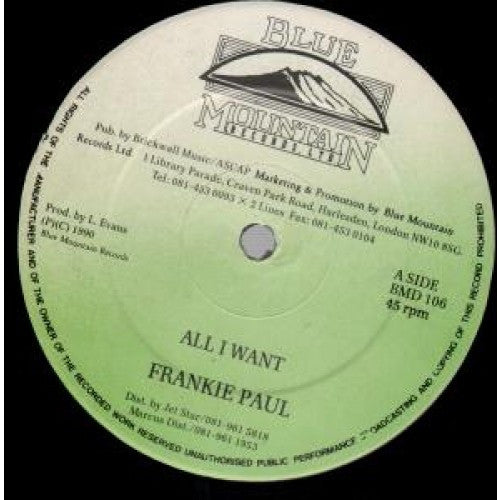 Frankie Paul : All I Want (12")