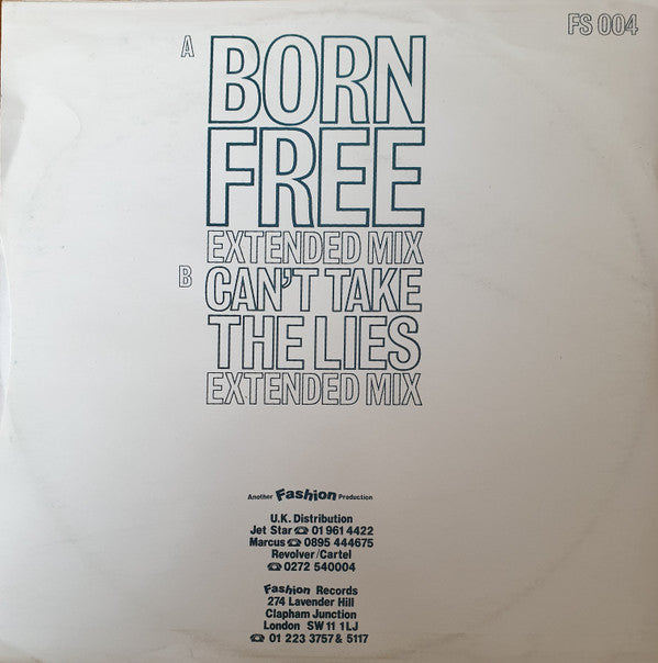 Winsome : Born Free /  Can't Take The Lies (12")