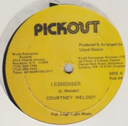 Courtney Melody : I Remember / Girls Dem Dart (12")
