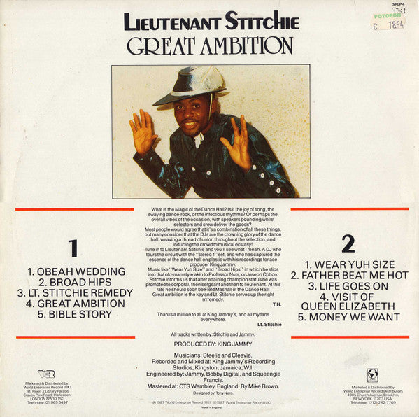 Lieutenant Stitchie : Great Ambition (LP, Album)