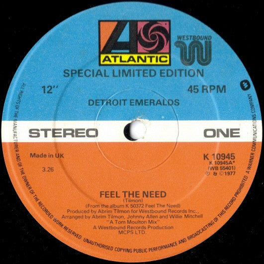 Detroit Emeralds : Feel The Need  (12", Ltd)