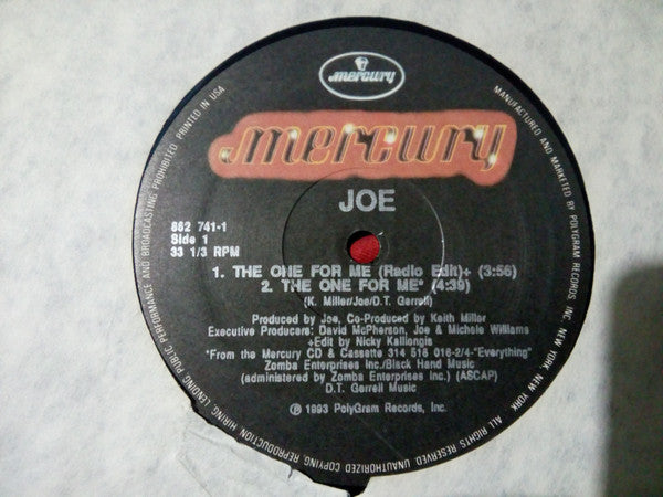 Joe : The One For Me (12", Single)