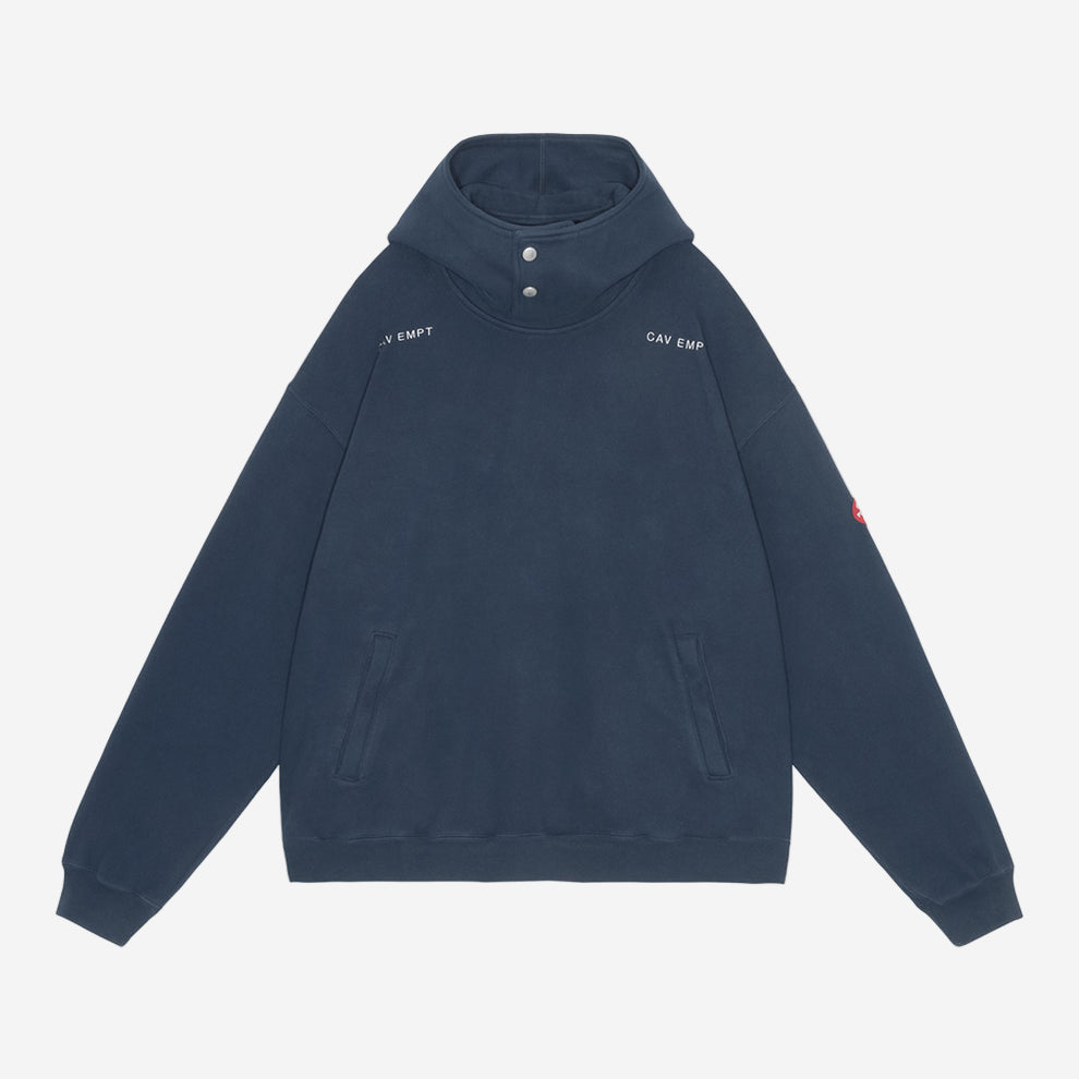 Cav Empt Neck Snap DBL Knit Hoody Navy