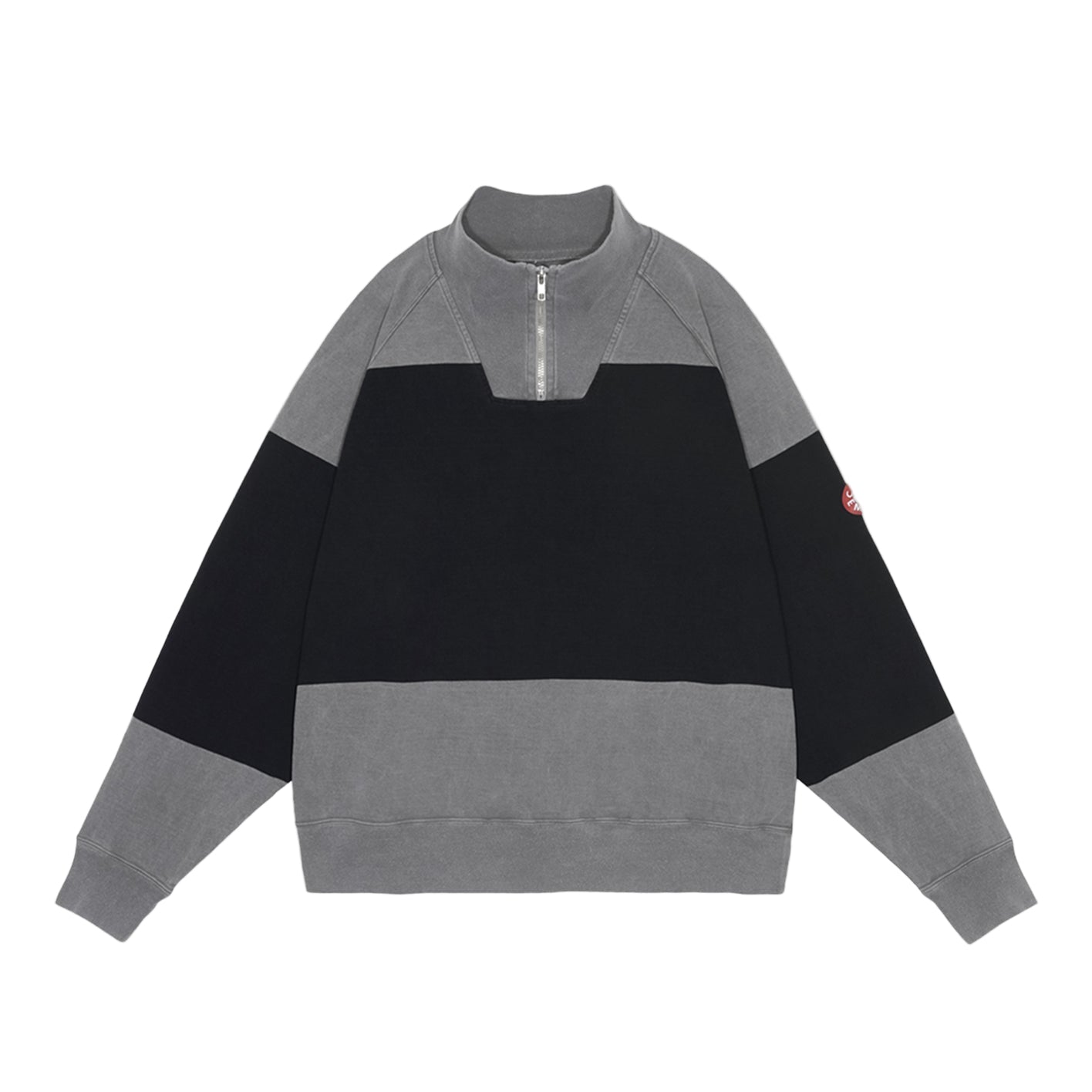 Cav Empt Overdye Stripe Half Zip Grey