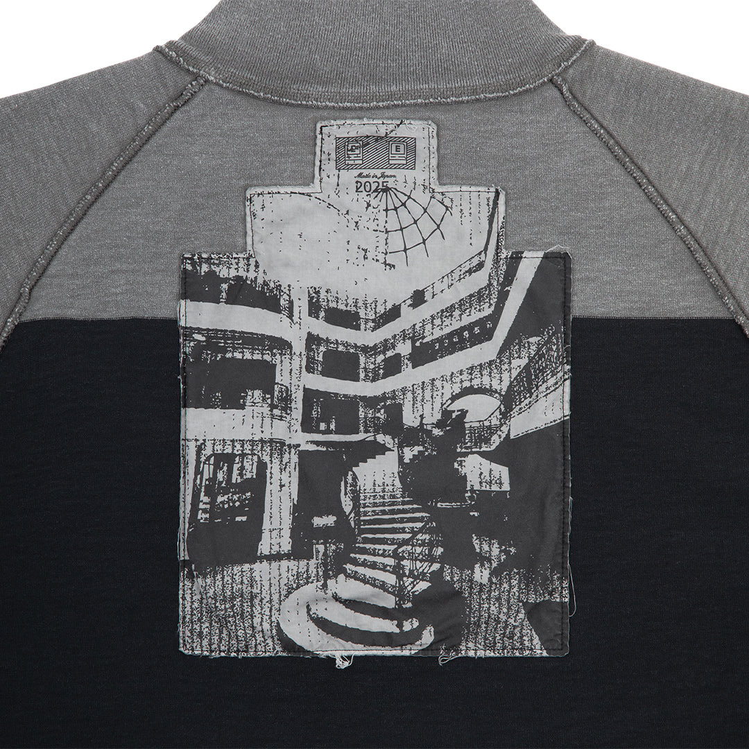 Cav Empt Overdye Stripe Half Zip Grey