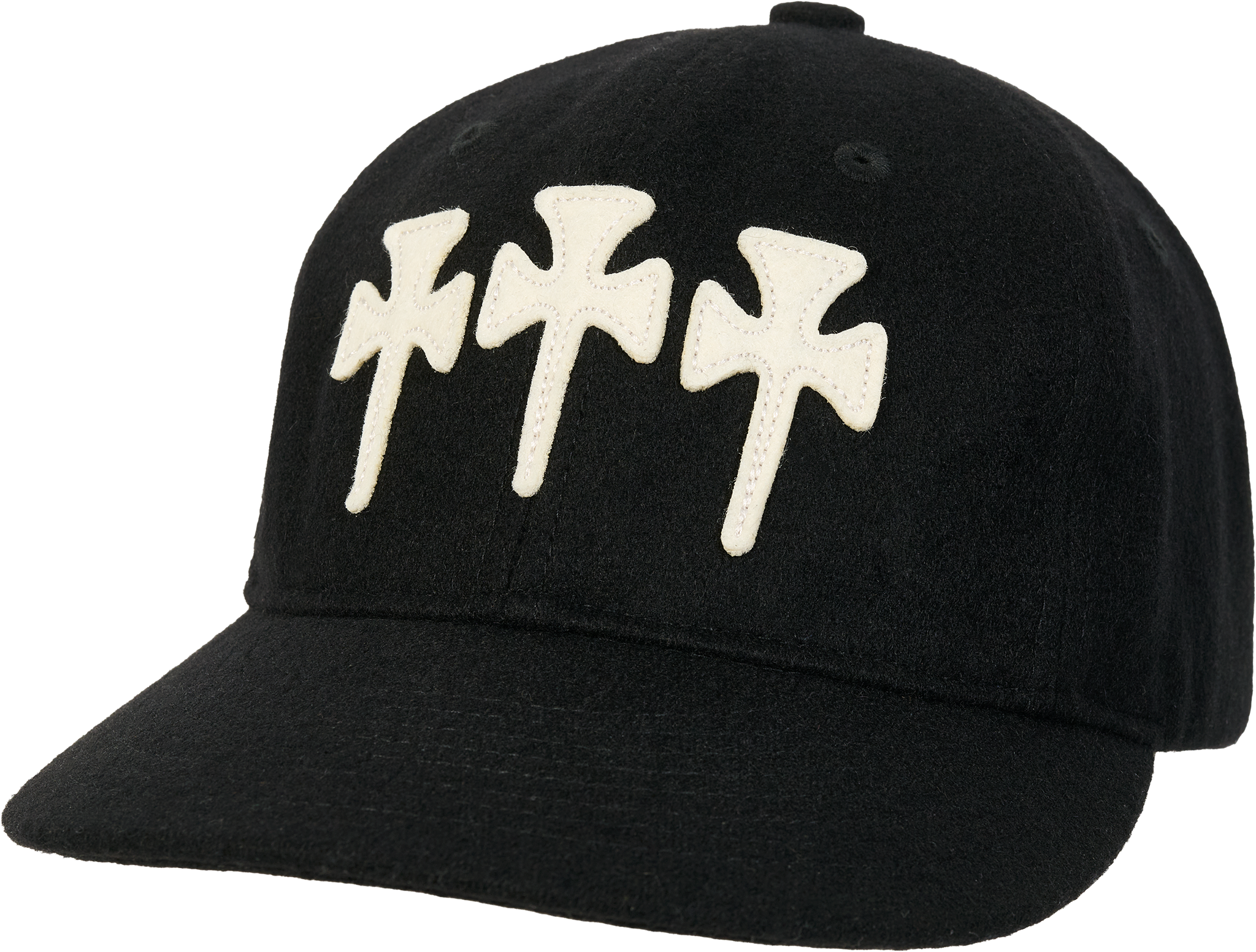 The Trilogy Tapes TTT Three Cross Wool Ball Cap Black
