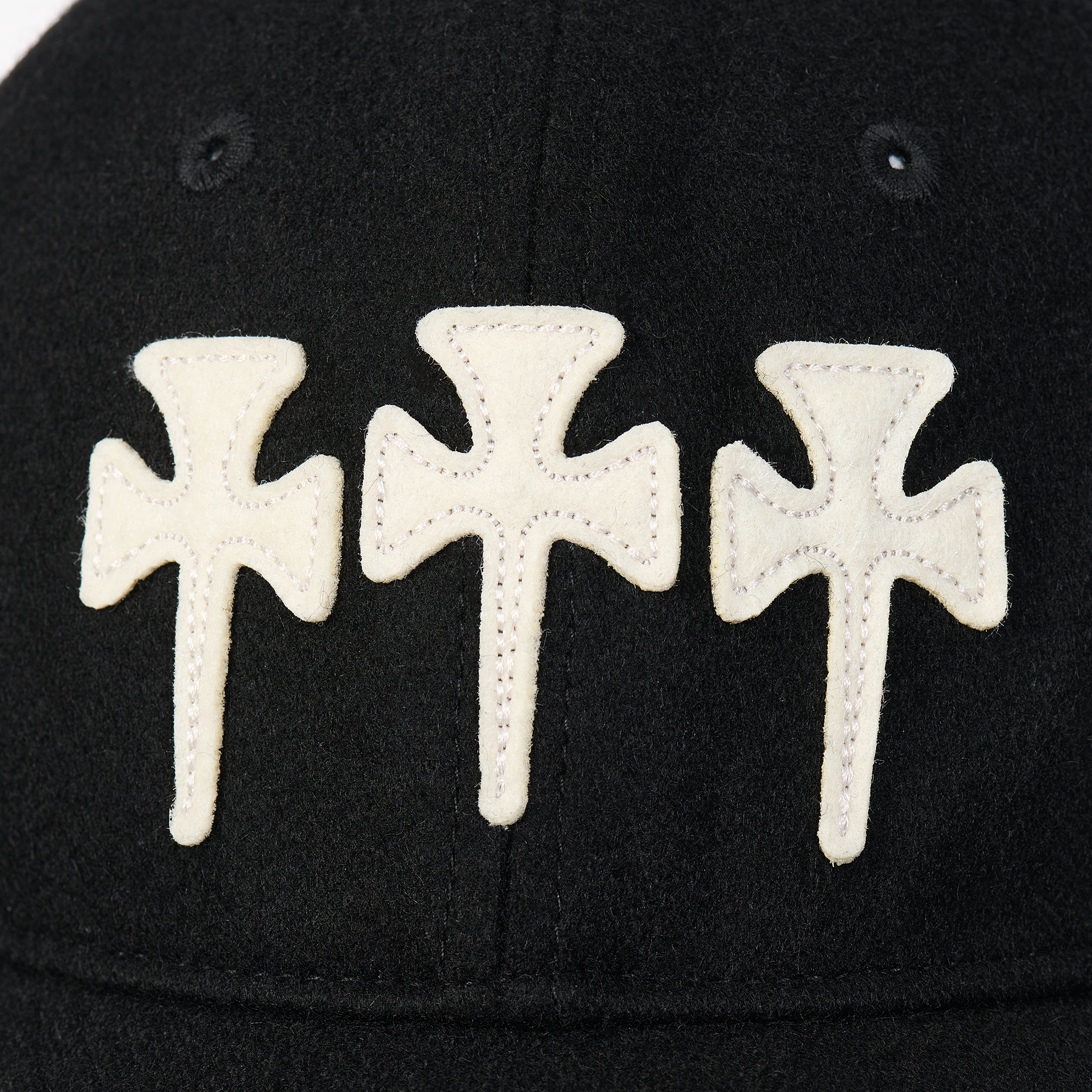 The Trilogy Tapes TTT Three Cross Wool Ball Cap Black