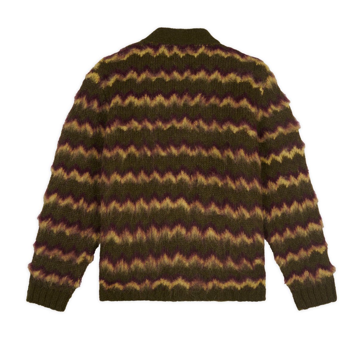 Brain Dead Zig Zag Striped Cardi Olive / Multi