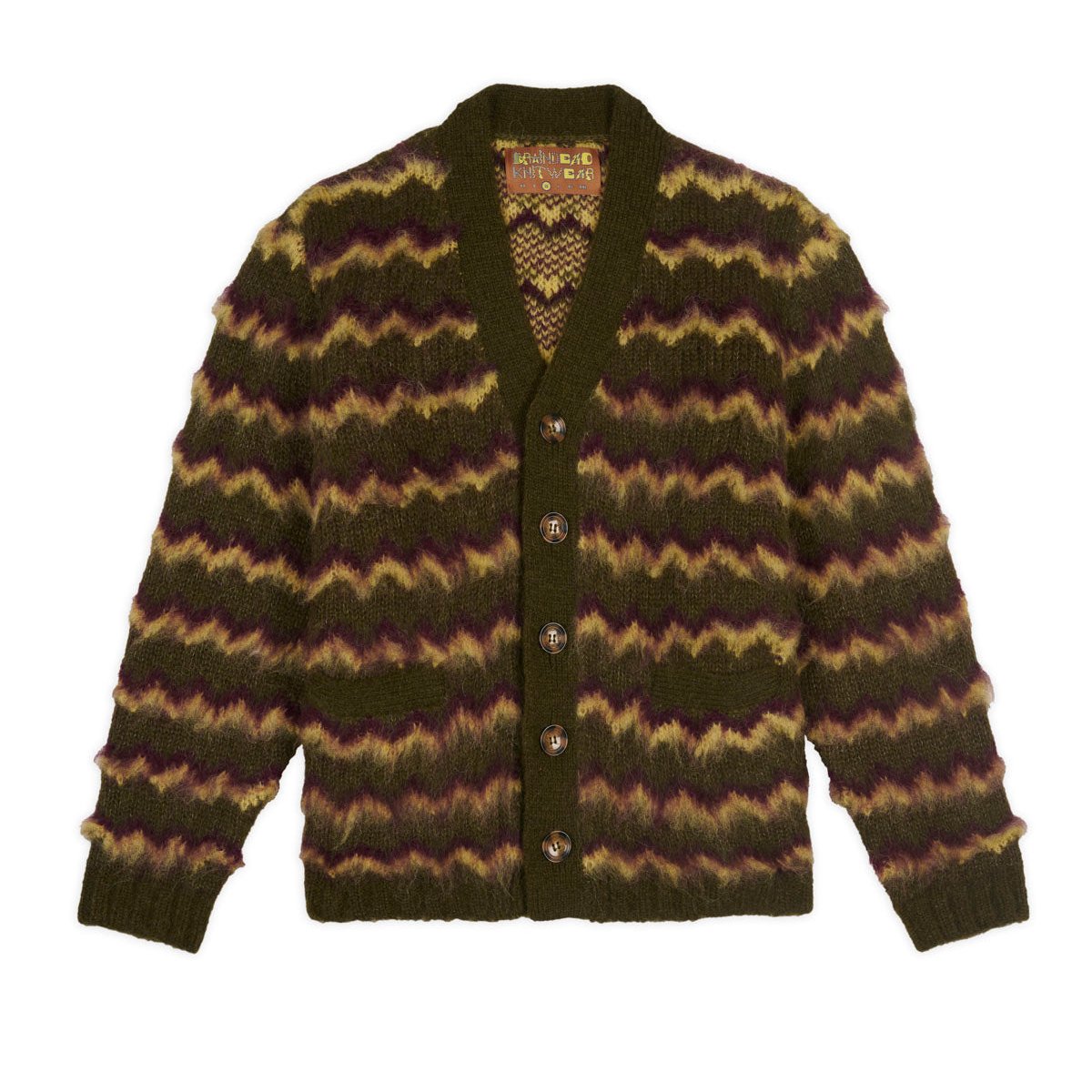 Brain Dead Zig Zag Striped Cardi Olive / Multi