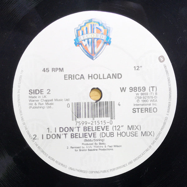 Erica Holland : I Don't Believe (12", Single)