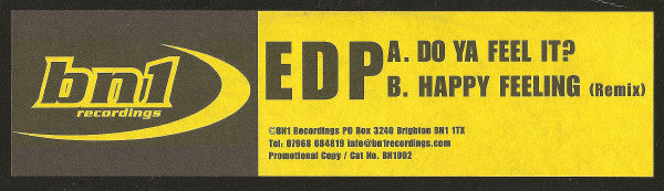 EDP : Do Ya Feel It? / Happy Feeling (Remix) (12", Promo)