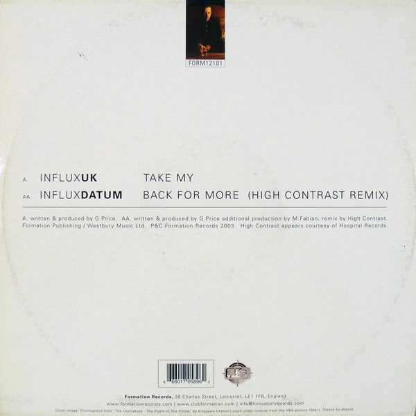 Influx UK / Influx Datum : Take My / Back For More (High Contrast Remix) (12")