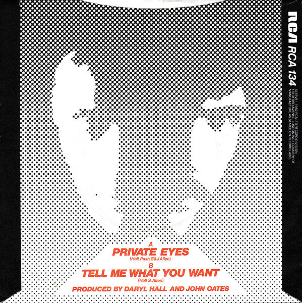Daryl Hall & John Oates : Private Eyes (7", Single, 4-P)