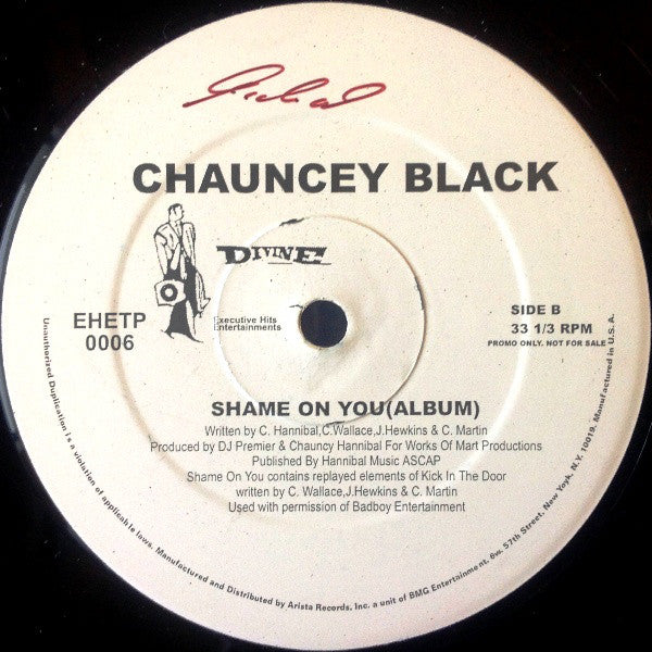 Chauncey Black : Shame On You (12", Promo)