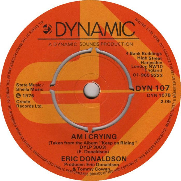 Eric Donaldson : Keep On Riding /  Am I Crying (7", Single)