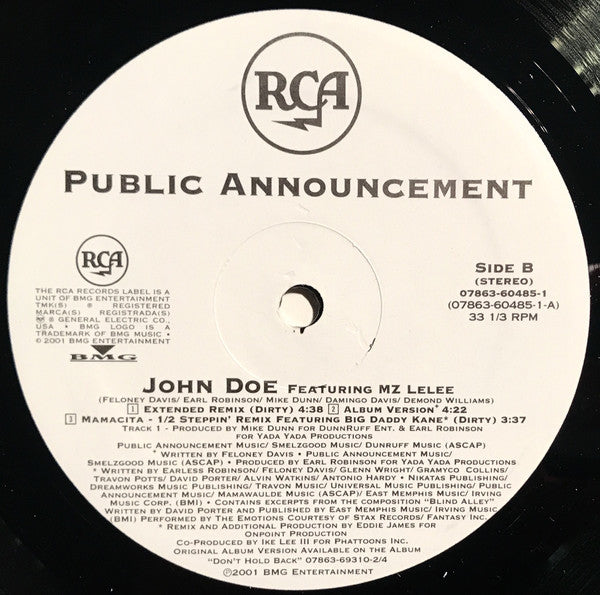 Public Announcement Feat. MZ Lelee : John Doe (12")