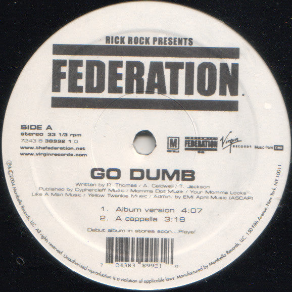 Federation : Go Dumb (12")