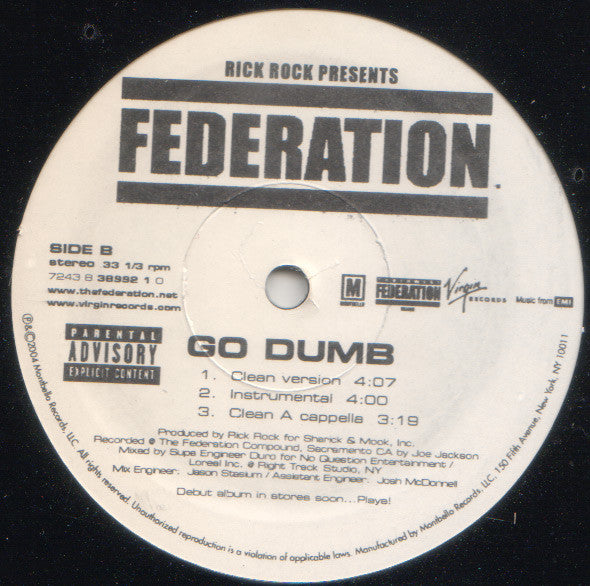 Federation : Go Dumb (12")