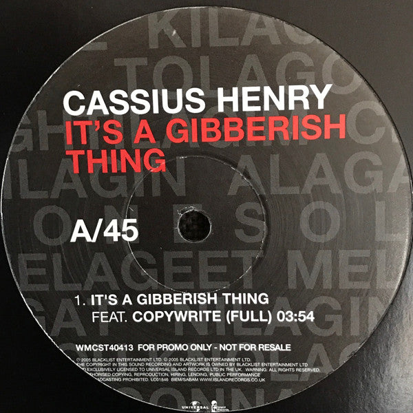 Cassius Henry : It's A Gibberish Thing (12", Promo)