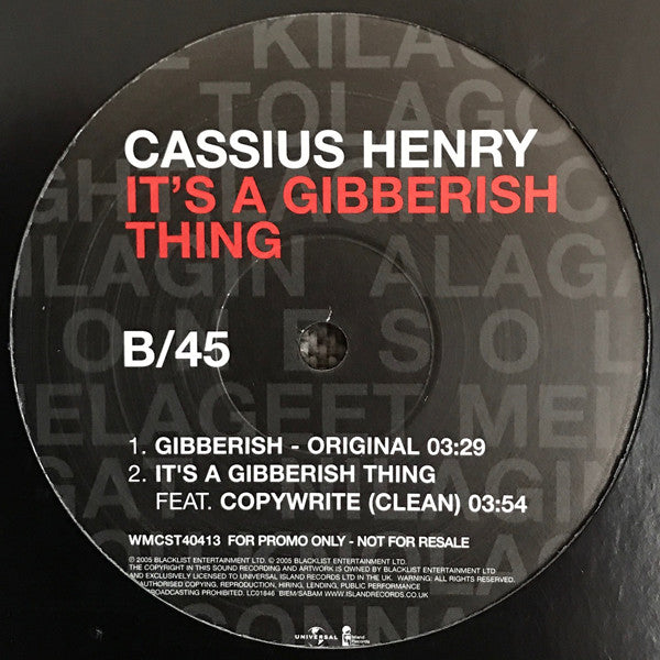 Cassius Henry : It's A Gibberish Thing (12", Promo)