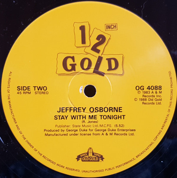 Jeffrey Osborne : On The Wings Of Love / Stay With Me Tonight (12")