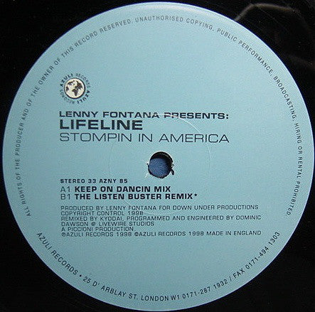 Lenny Fontana Presents Lifeline : Stompin In America (Original / Kyodai Remixes) (12")