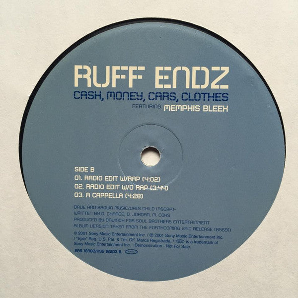 Ruff Endz Featuring Memphis Bleek : Cash, Money, Cars, Clothes (12", Promo)