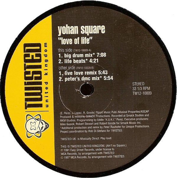 Yohan Square : Love Of Life (12")
