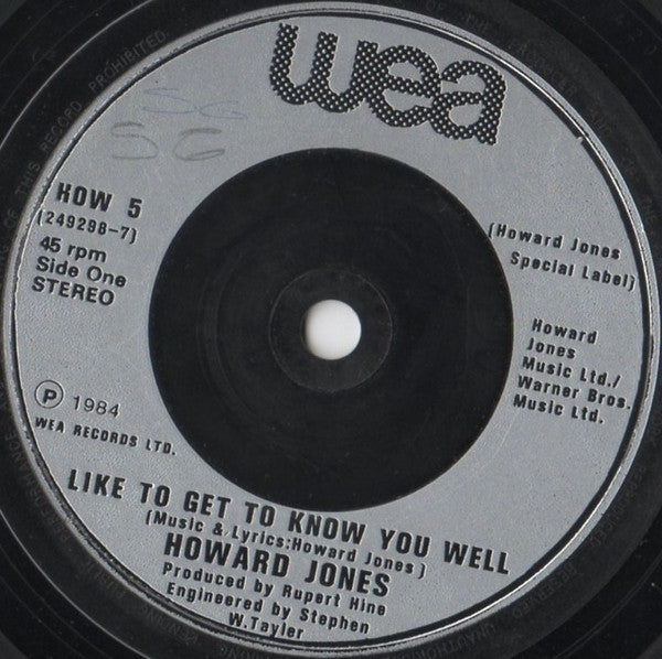 Howard Jones : Like To Get To Know You Well (7", Single, Sil)