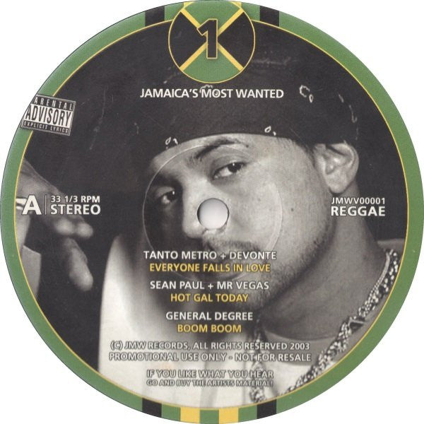 Various : Jamaica's Most Wanted Vol. 1 (12", Comp, Promo, Unofficial)