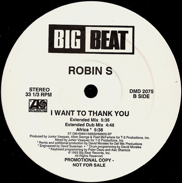 Robin S. : I Want To Thank You (12", Promo)