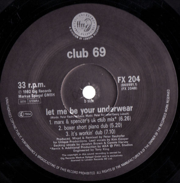 Club 69 : Let Me Be Your Underwear (12")